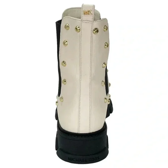 Michael Kors Ridley Cream Leather Studded Womens Ankle Boots Size 9.5M NWOB - Picture 3 of 15